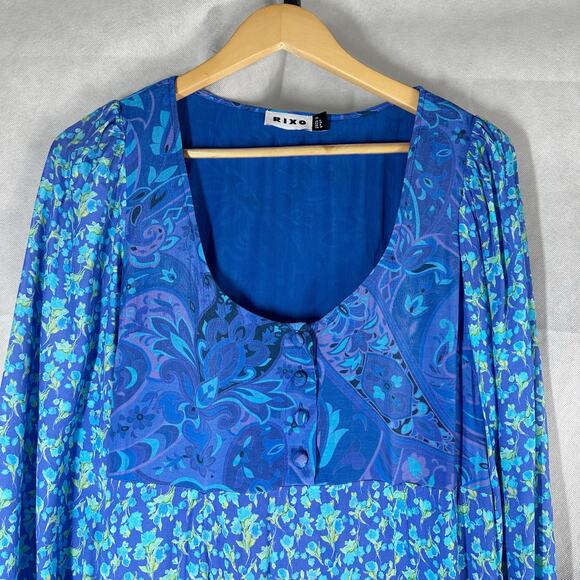 Rixo Virginia Floral Midi Dress Fontainhas Floral Cobalt Mix Size XS - Picture 10 of 14